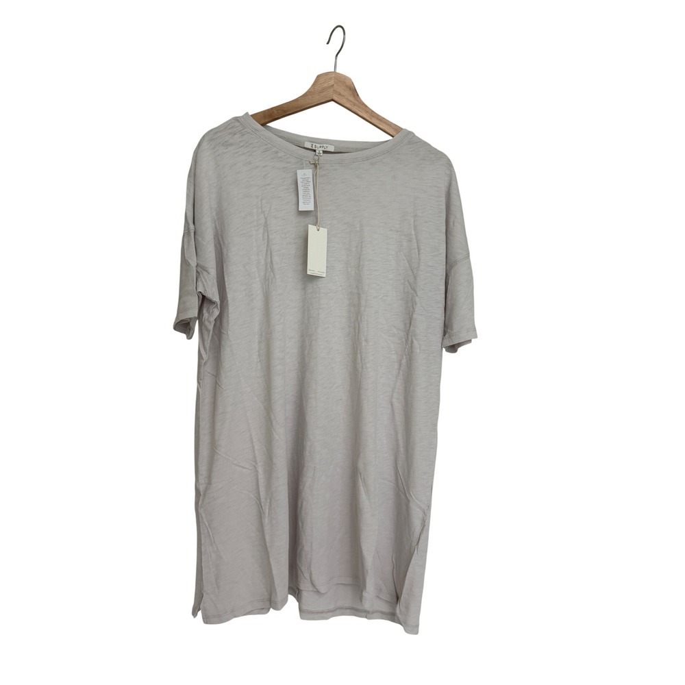Z Supply Womens Slub Cotton T-Shirt Dress Light Grey Relaxed Mini S NWT